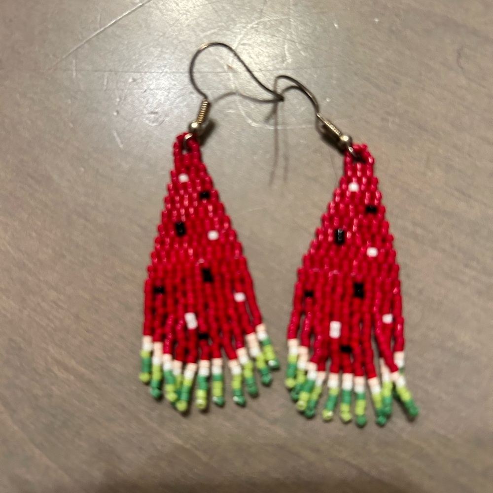 Handmade Beaded Watermelon Earrings